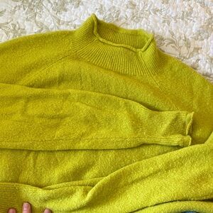 J. Crew Vibrant chartreuse roll Neck Sweater